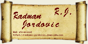 Radman Jordović vizit kartica